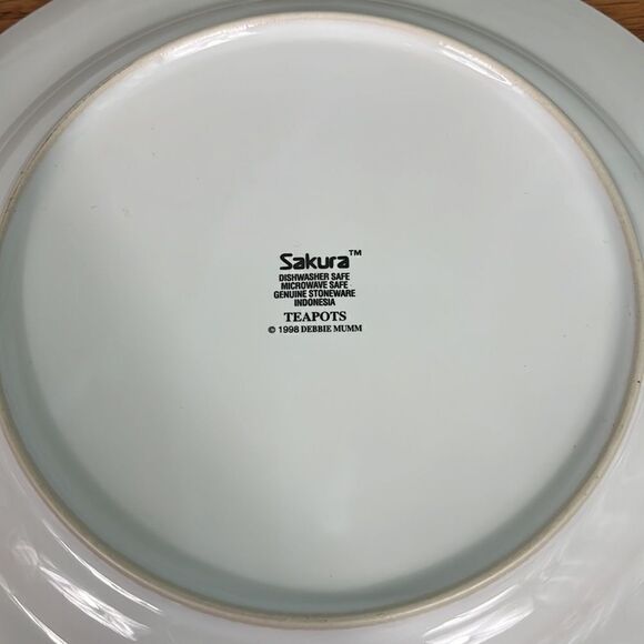 2 Sakura Dinner Plates Teapots Pattern 11” Debbie Mumm 1998 - Picture 6 of 7